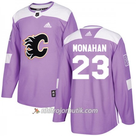 Män Ishockey Calgary Flames Tröja Sean Monahan 23 Adidas 2017-2018 Lila Fights Cancer Practice Authentic
